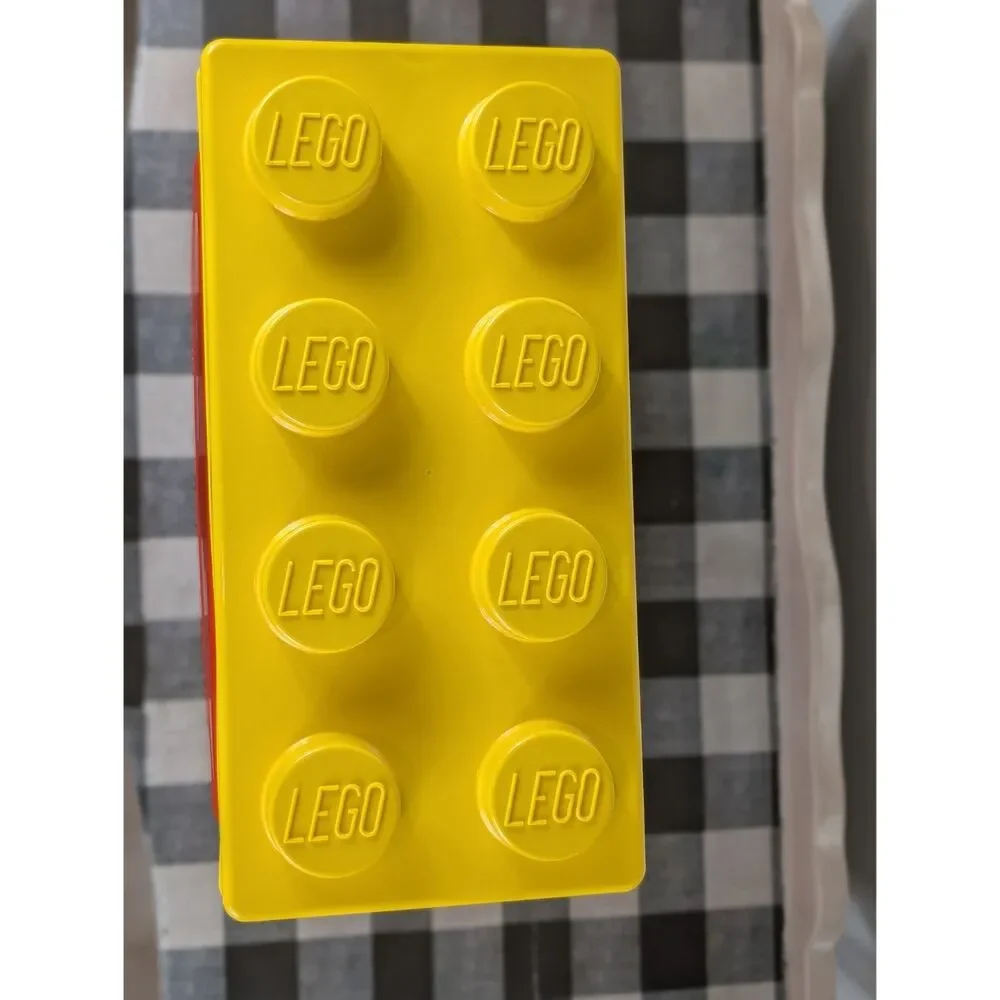 Y2K Lego Storage Containers Red/Yellow 14x6x6 Bundle of 2